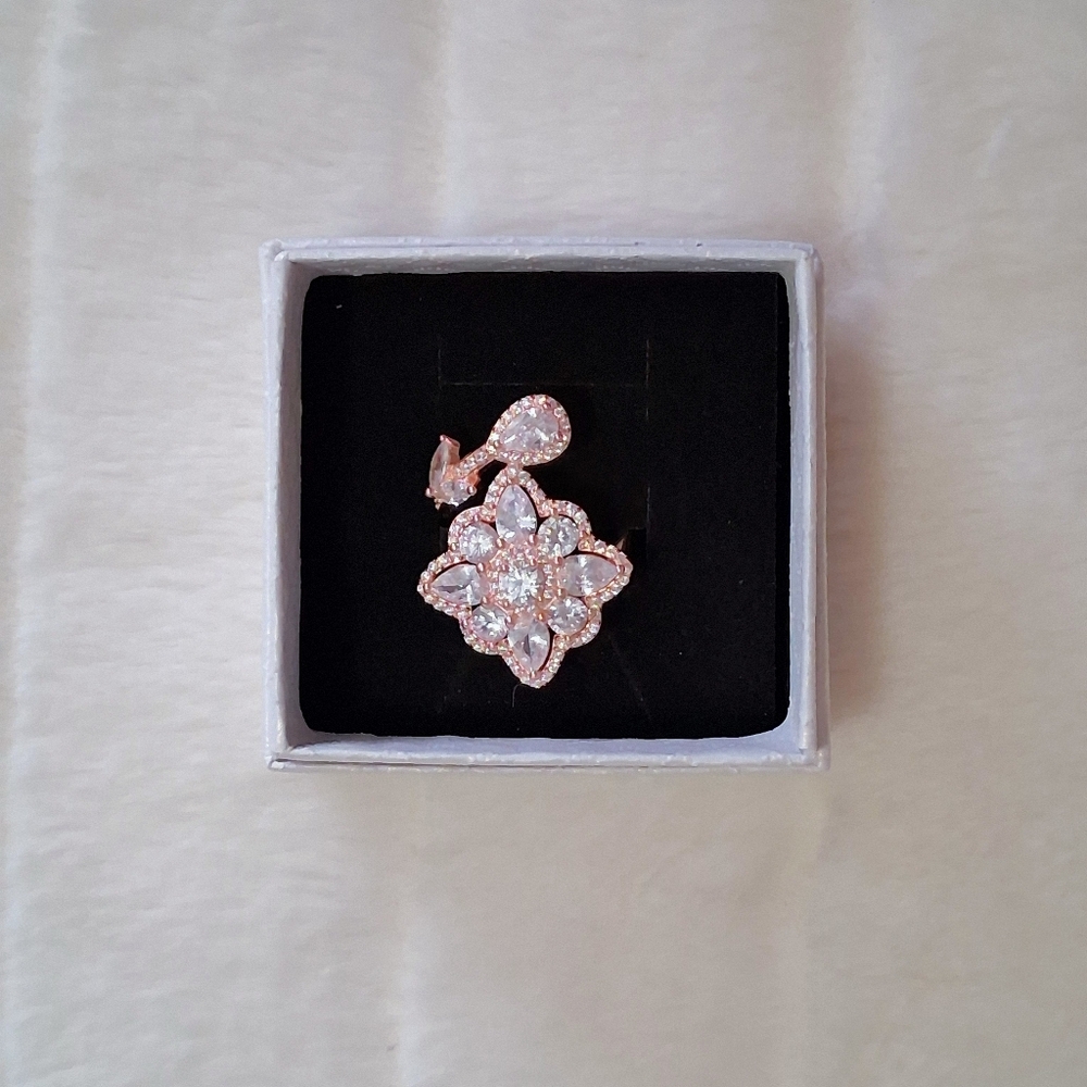 Rose Gold Over 925 SS Tripple A CZ's Ring Size 7